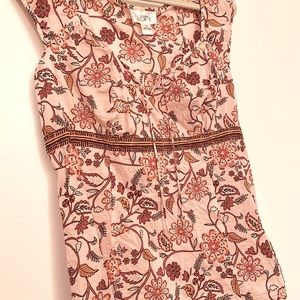 Pink Floral Print Sleeveless Top by AT Loft Cool Cotton Size 10